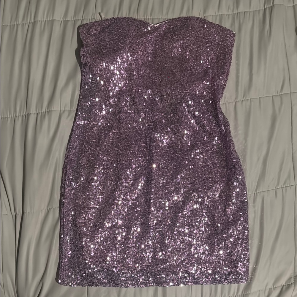 Jump Strapless Lavender Sequin Dress
